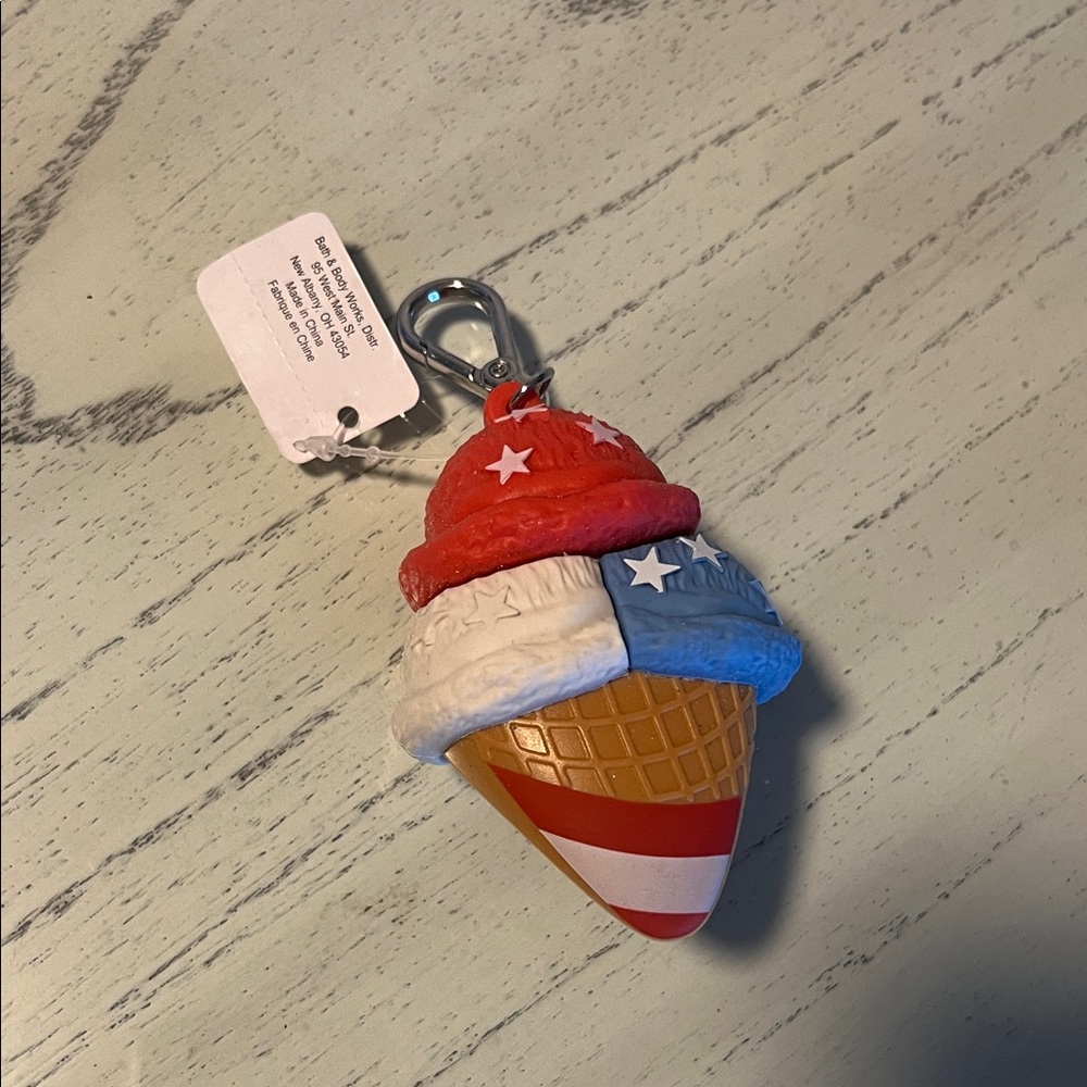 Bath & Body Works Tricolor Ice Cream Cone Keychain